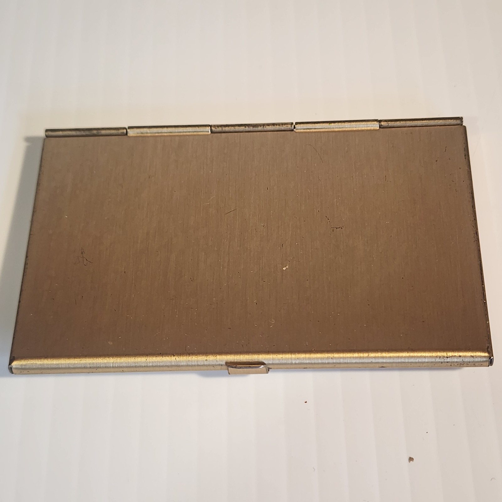 Vintage Brass Business Card Holder Maple Leaf Canada Souvenir Gold Tone Case