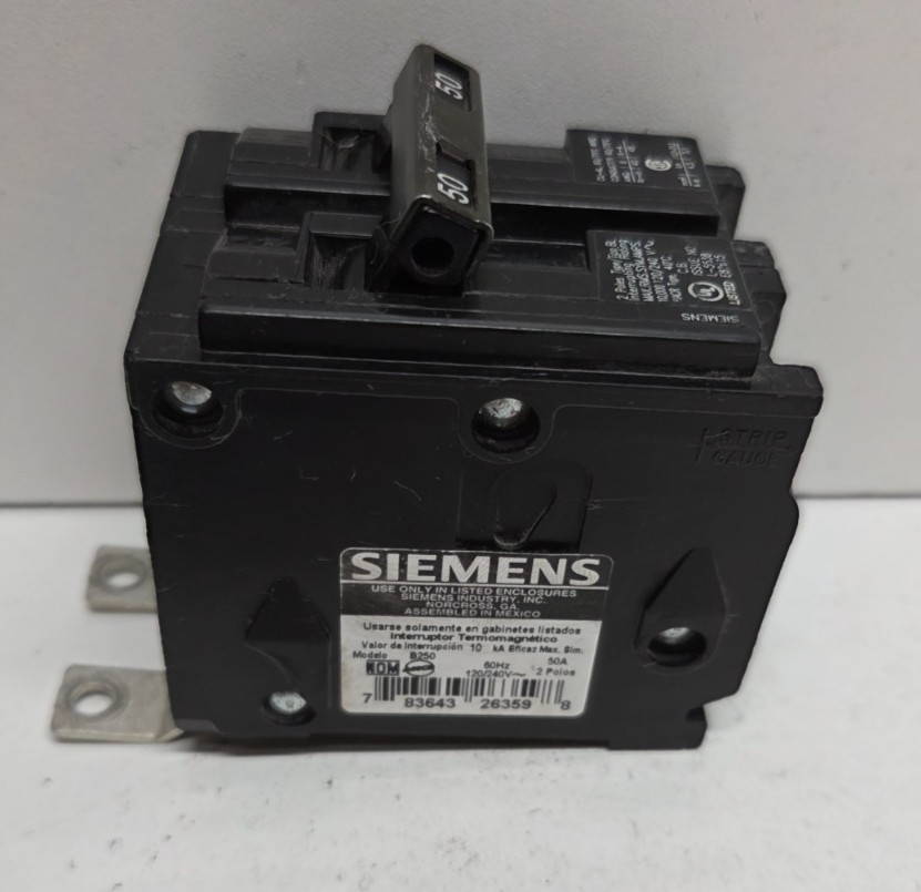 GOOD USED SIEMENS 50A 120/240V 2-POLE CIRCUIT BREAKER B250