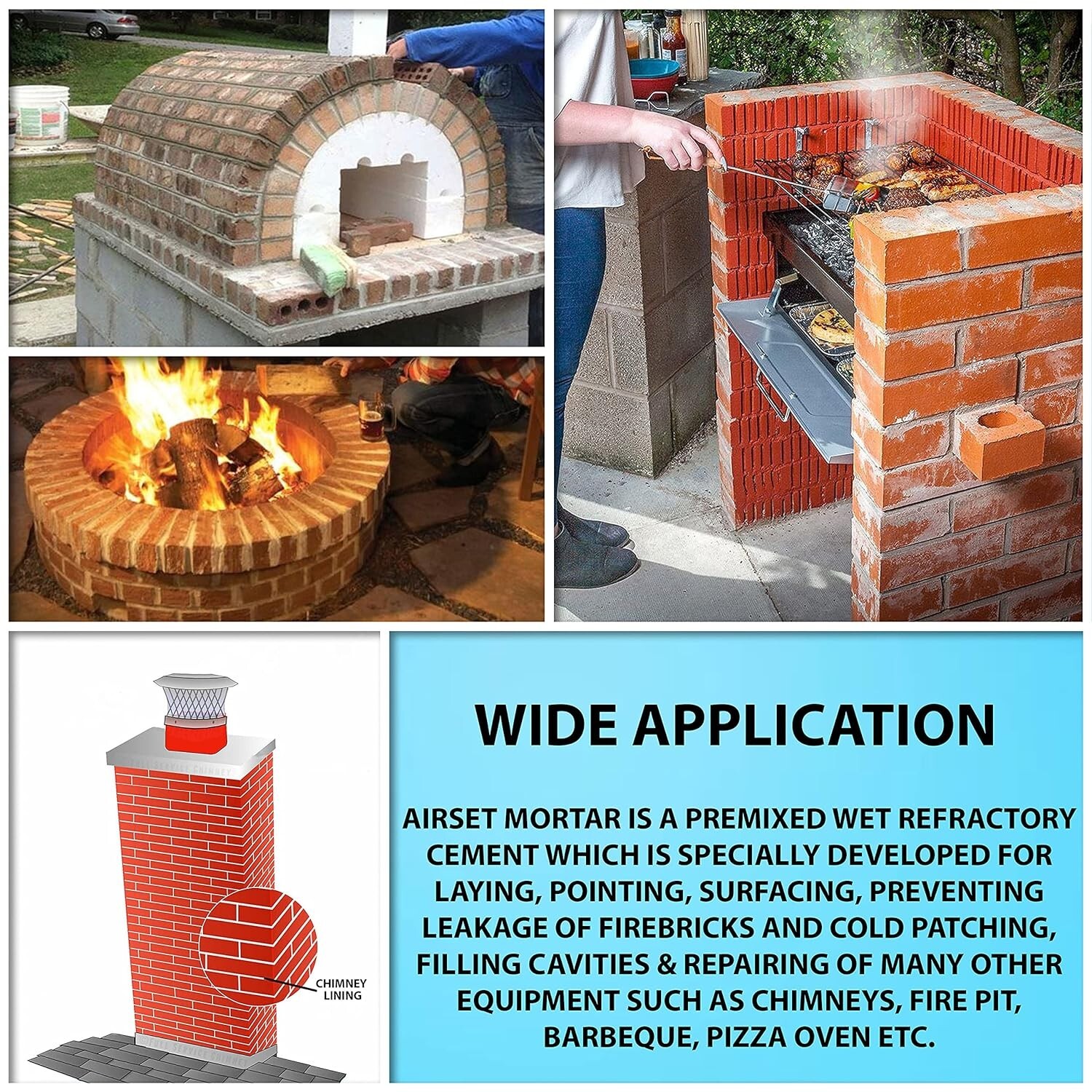 Refractory Mortar 15 lbs Wet Refractory Cement for Fire Bricks & Insulation
