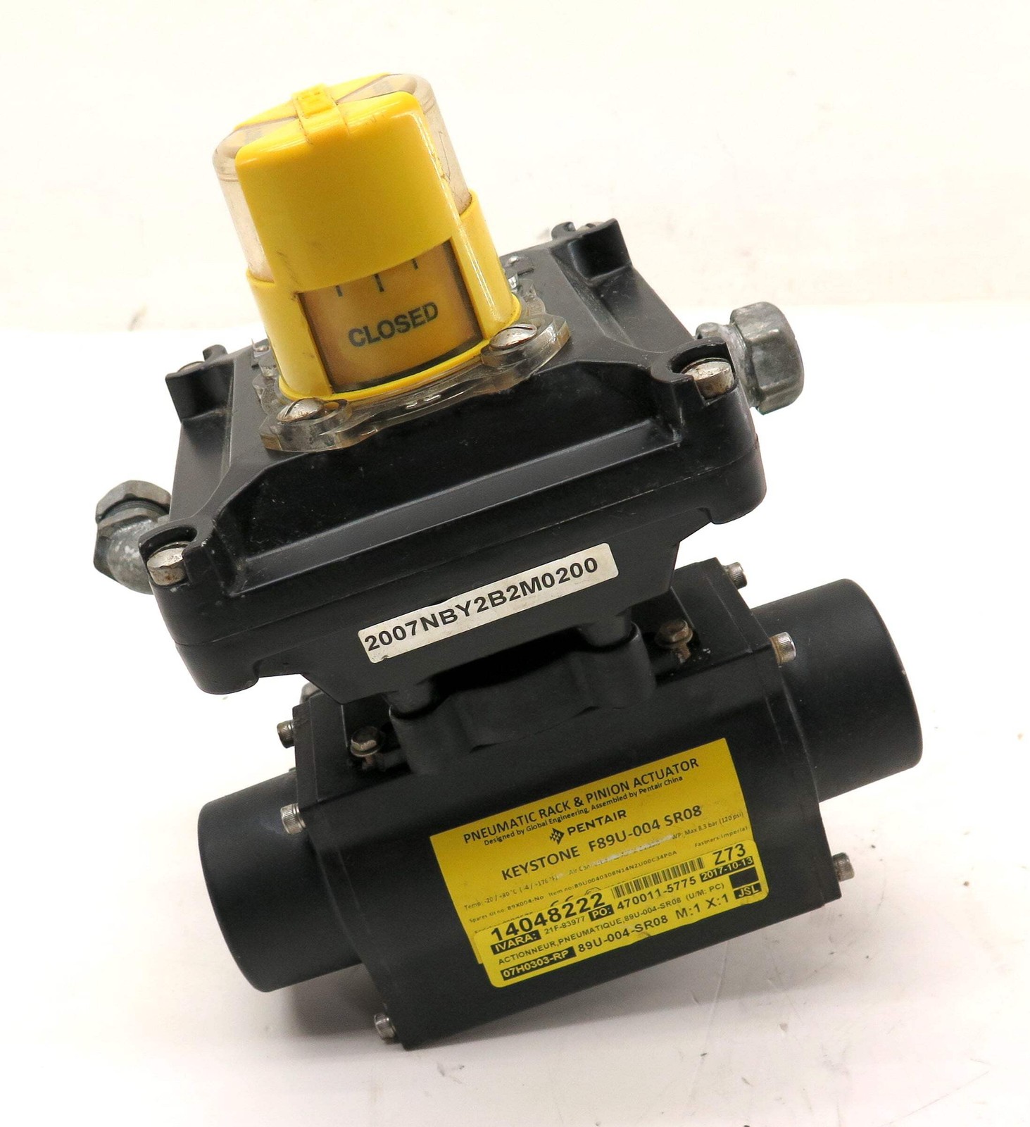 Keystone F89U-004 SR08 Pneumatic Rack & Pinion Actuator & 2007NBY2B2M0200