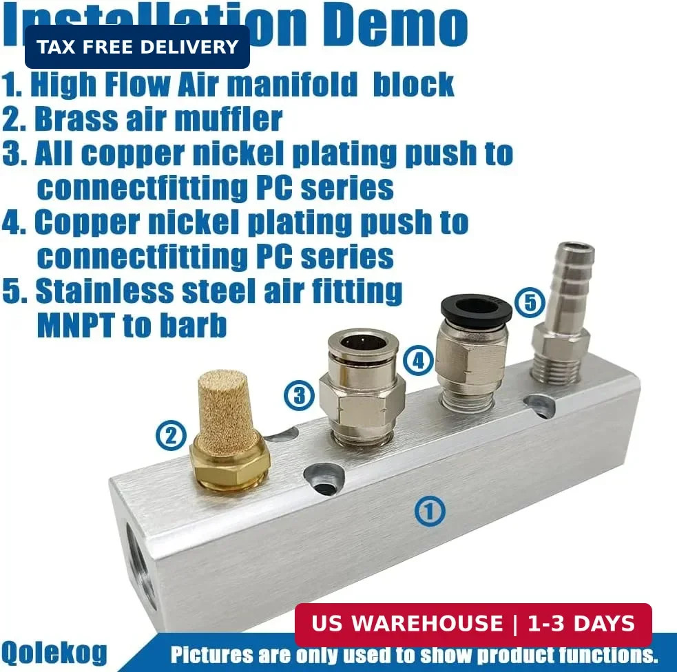 Quality 2 Way 4 Port Air Manifold 1/2″ NPT Supply Port 1/4″ NPT Outport With Mou