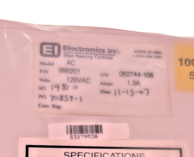 NEW ELECTRONICS INC. 999201 AC CONTROLLER 120VAC 1.3A