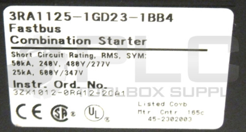NEW SIEMENS 3RA1125-1GD23-1BB4 COMBINATION STARTER WITH 3RV1021-1GA10