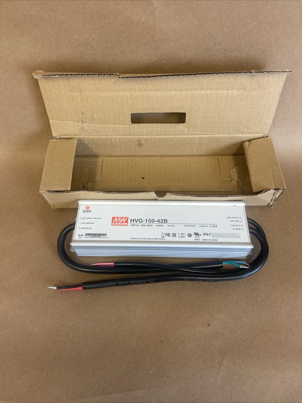 Mean Well Original HVG-150-42B 42V 3.5A 150W Single Output LED Power Supply