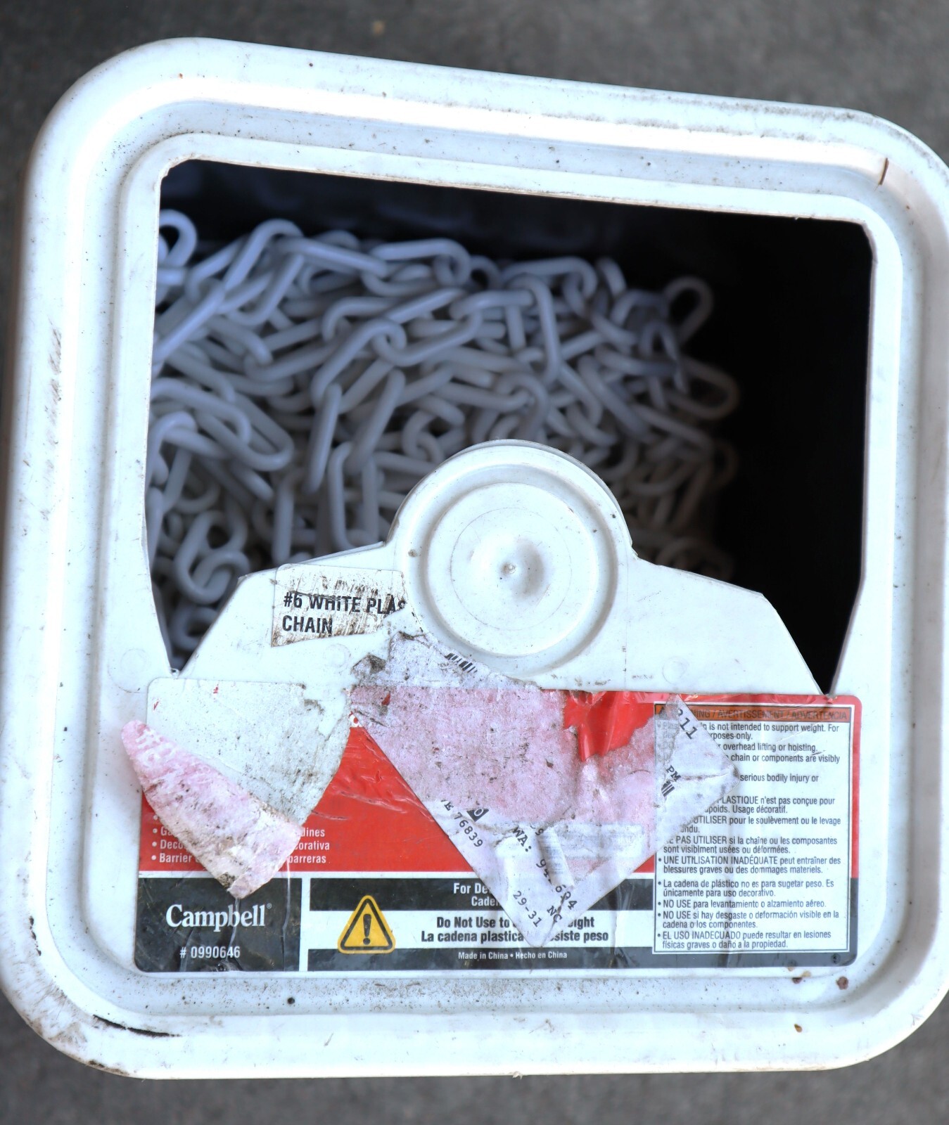 Campbell #6 White Plastic Decorative Chain (NEW, open box, leftover)