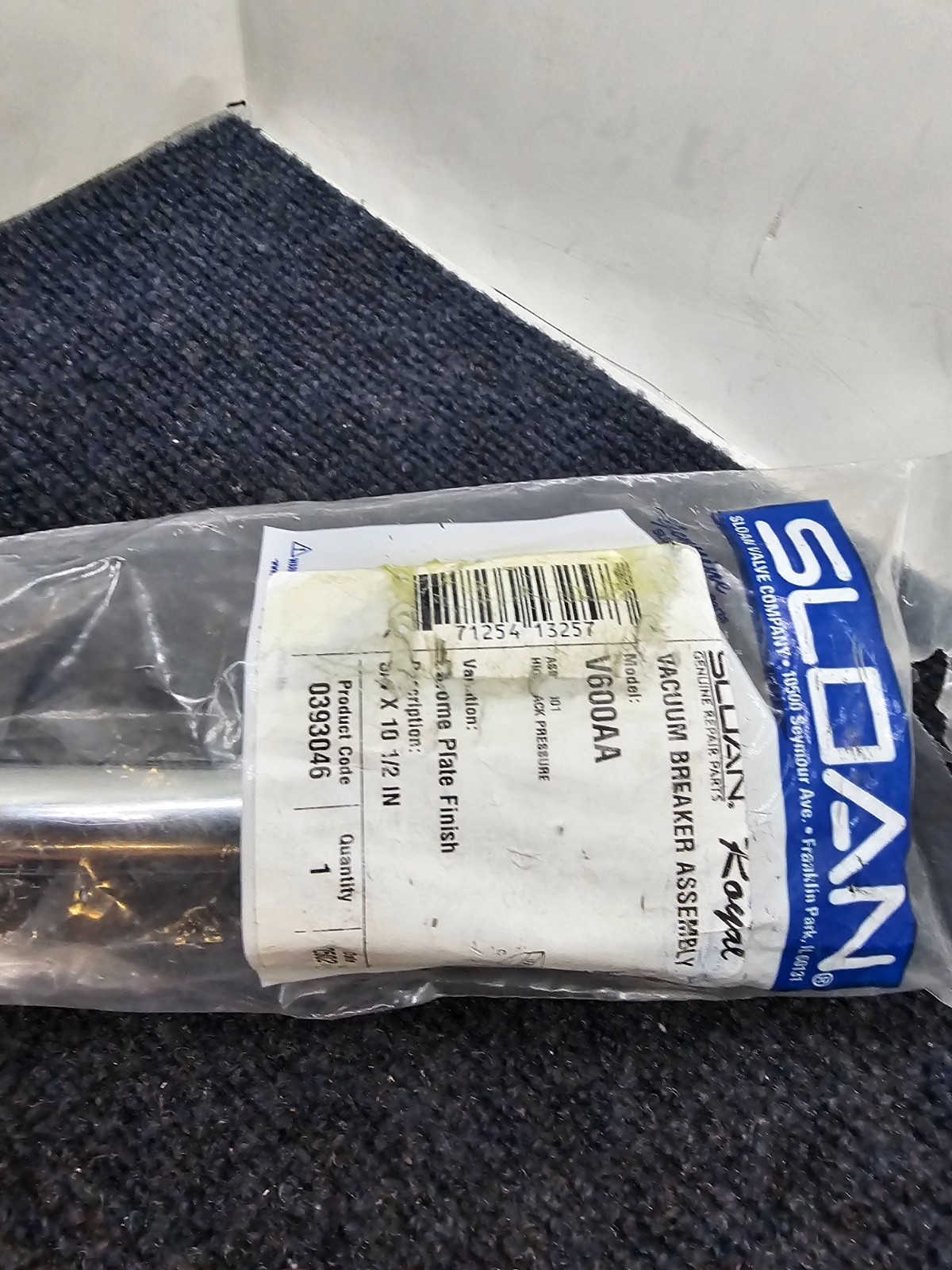 Sloan V600AA Vaccum Breaker Assembly 3/4 X 10-1/2″ Chrome Plate Finish
