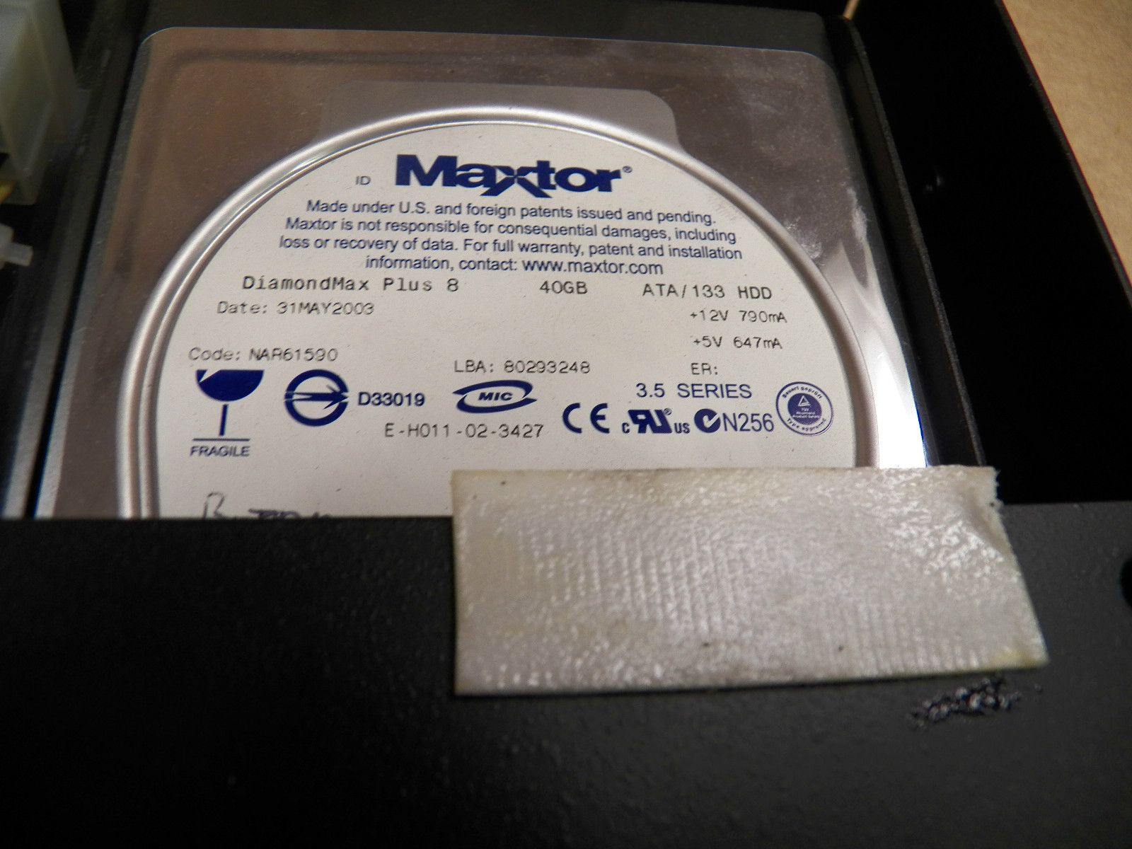 MAXTOR HARD DRIVE E-H011-02-3247 EH011023427 305 SERIES +12V 790mA +5V 647mA