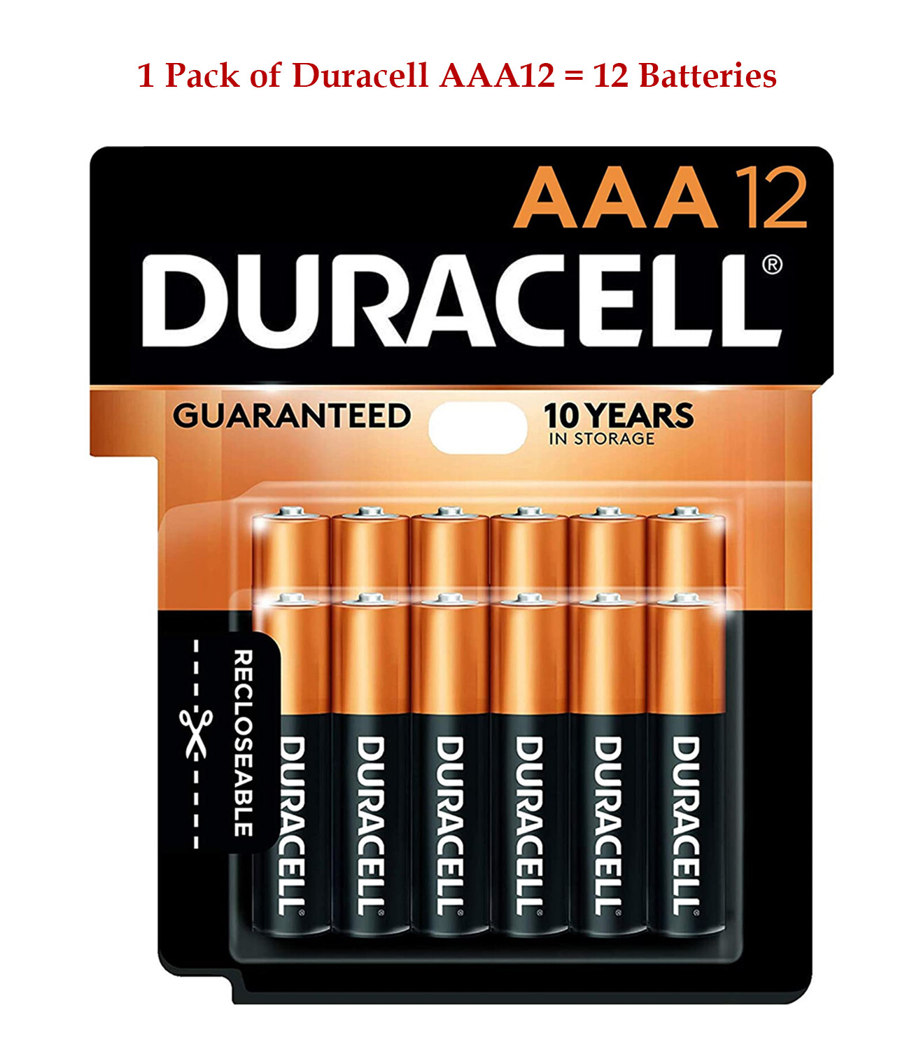 12pcs (AAA12 x 1) Duracell AAA Battery Alkaline Coppertop Lot 1.5V Triple A 2030