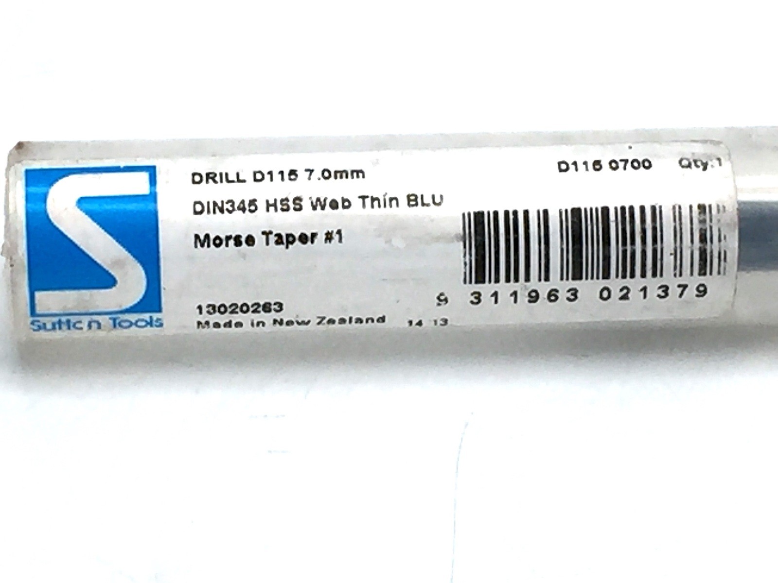 Sutton D115 7.0mm Number 1 Morse Taper Shank Drill Bit HSS D1150700