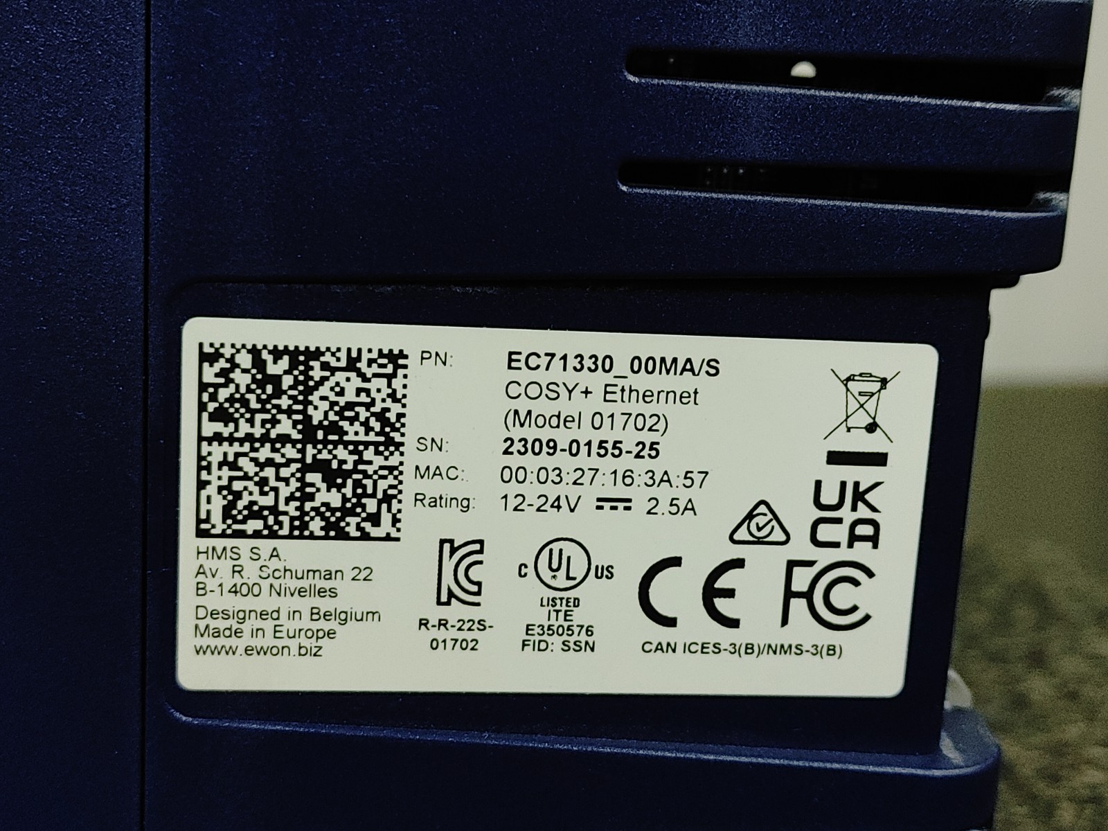 EWON 01702 EC71330_00MA/S COSY+ Ethernet Industrial Remoter Access Router