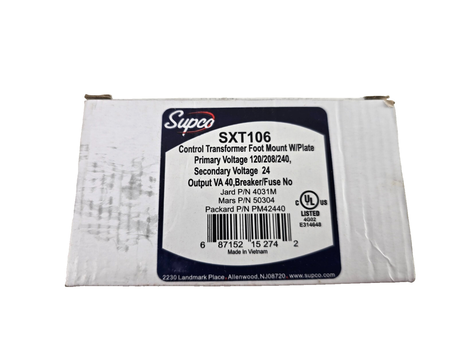 Supco SXT106 40VA HVAC Transformer 120/208/240 Volts x 24 Volt Multi-Mount