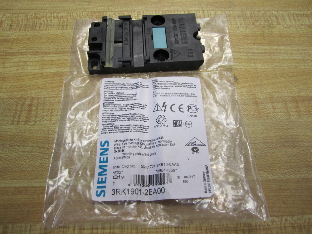 Siemens 3RK1-901-2EA00 Mounting Plate 3RK19012EA00 (Pack of 12)