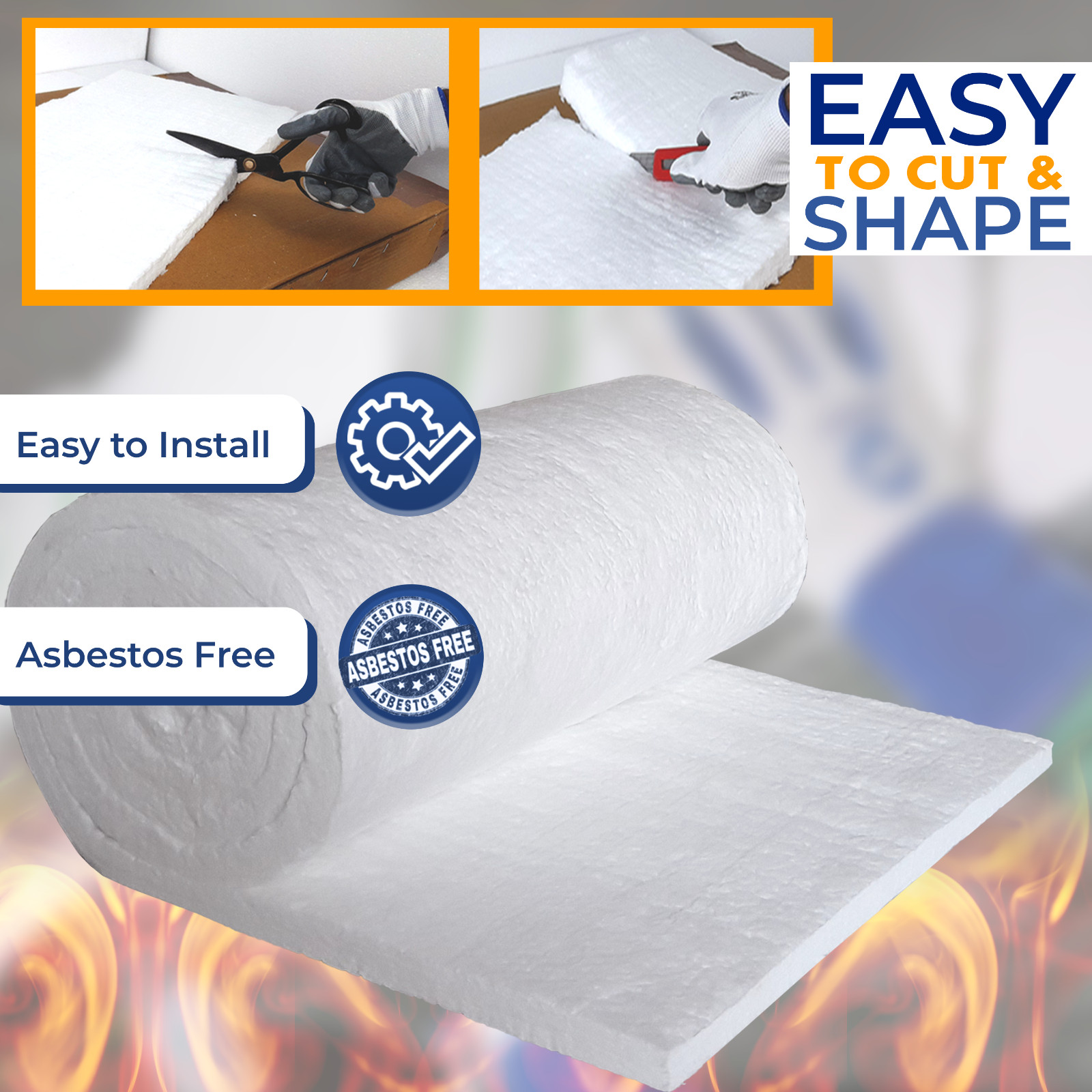 Ceramic Fiber Blanket Thermal Insulation Wool 2400F 8# 1″ x 24″x 6.20 FEET