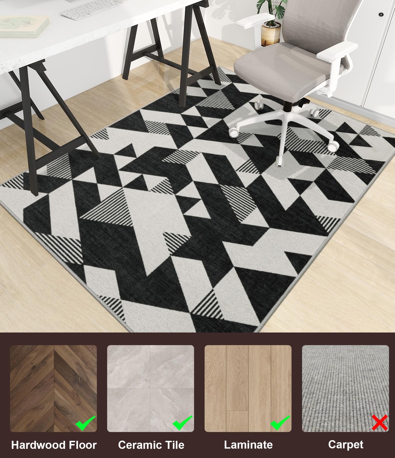 chakme Office Chair Mat for Hardwood Floor, 72″x48″ Easy Glide Computer Desk Mat