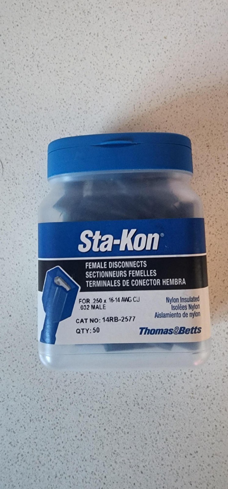 Thomas&Betts (Sta-Kon) 14RB-2577 – Insulated Nylon Female Disconnects – Qty. 50