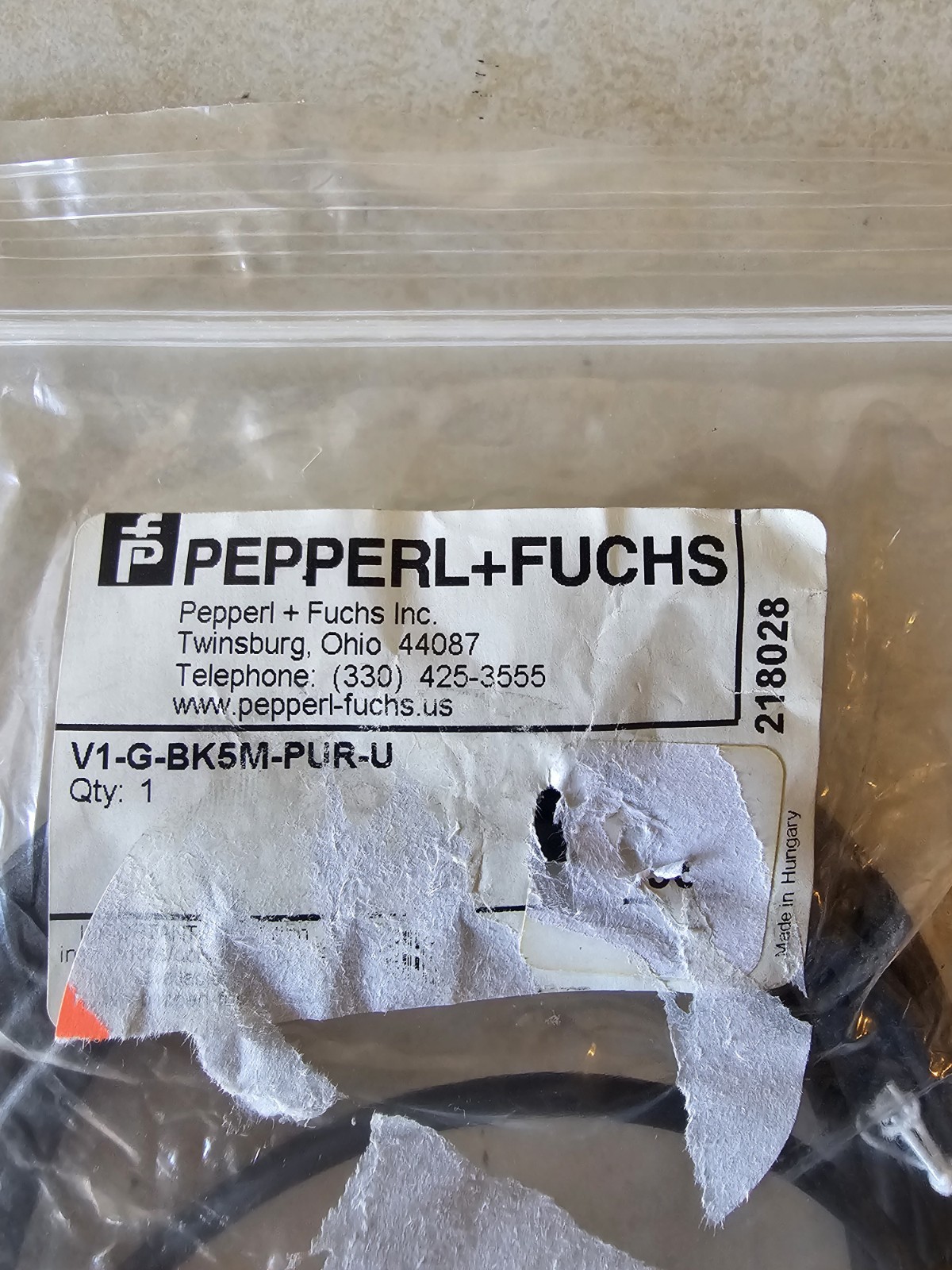 Brand New In Package Pepperl+Fuchs Cable V1-G-BK5M-PUR-U – 218028
