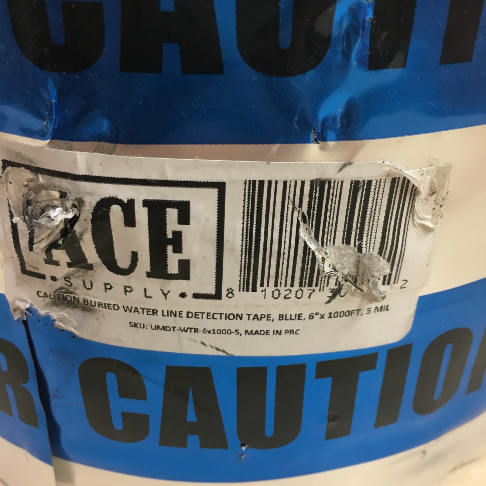 ACE Supply Underground Water Line Detectable Tape 6 Inch x 1000 Ft Length, 5 Mil