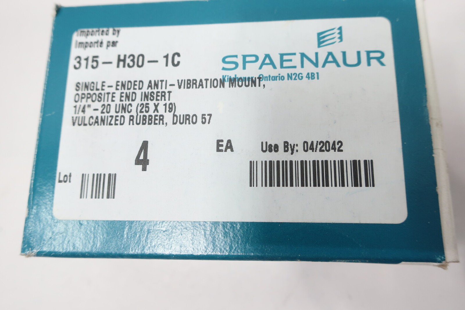 Box Of 4 Spaenaur 315-H30-1C Anti-vibration Opposite End Insert 1/4in-20 Unc