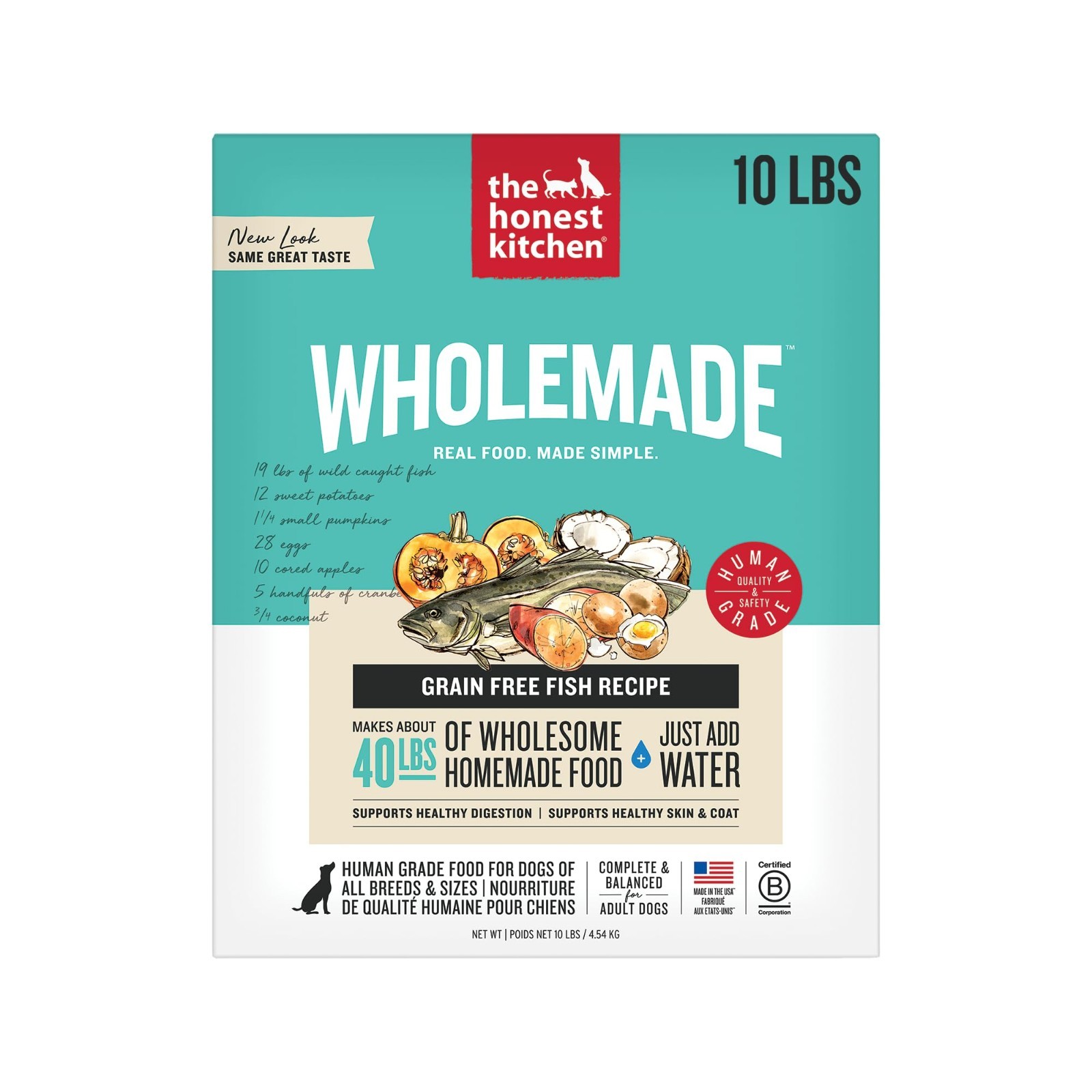 The Honest Kitchen Human Grade Wholemade Dehydrated Grain Free Fish Dog, 10 lb
