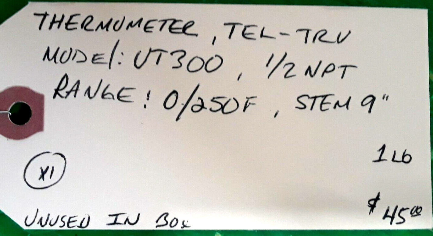🟠TEL-TRU THERMOMETER UT300 STEM 9″ PESSCO IS OFFERING 1 UNUSED R031921-16 🗽