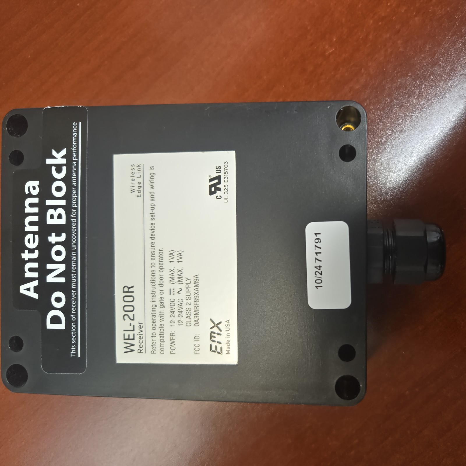 EMX WEL-200R Overhead Door Wireless Edge Link Receiver 12-24V