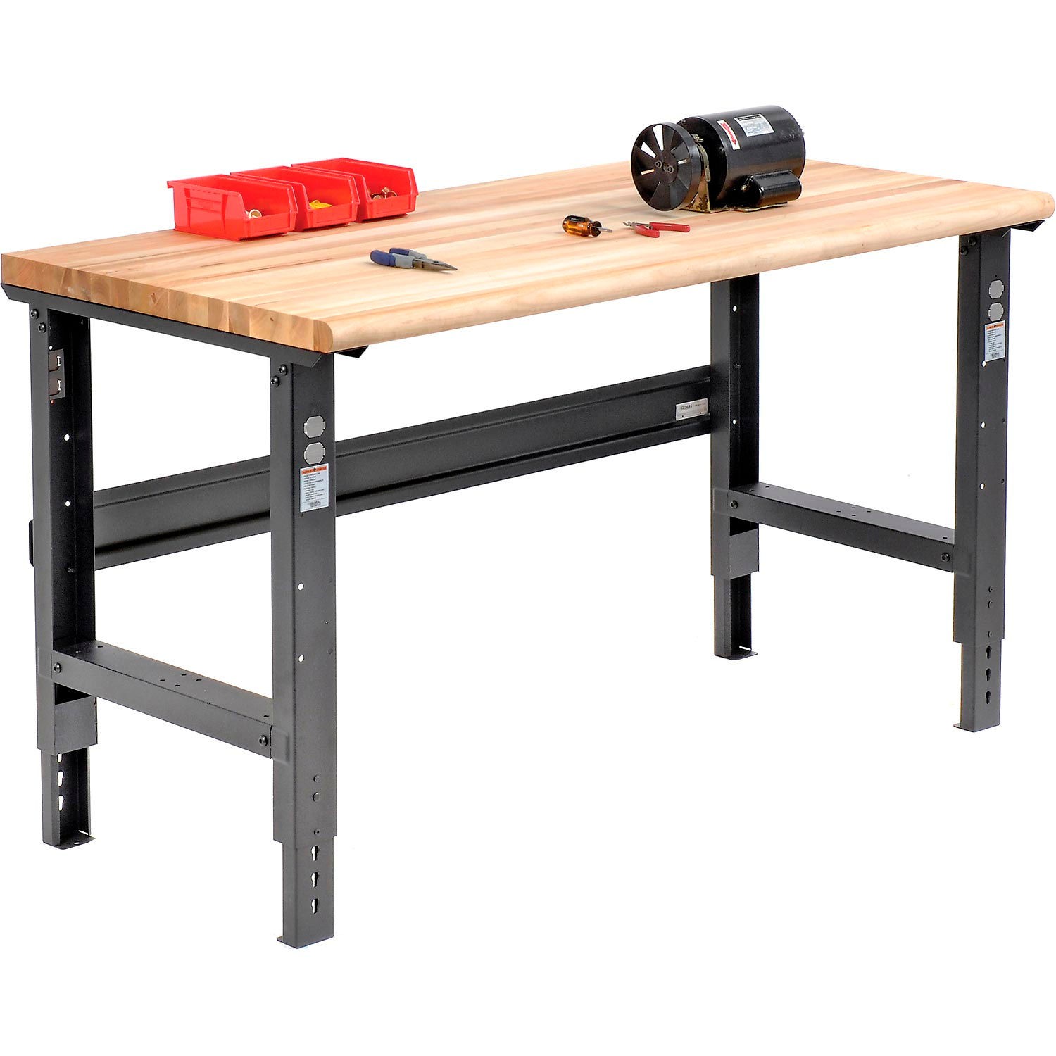 Adjustable Height Workbench C-Channel Leg 60″W x 30″D 1-3/4″ Maple Top Safety
