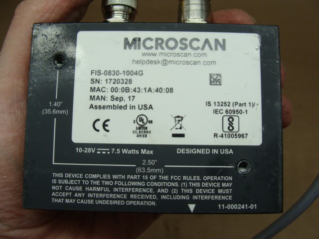 MICROSCAN QX-830 BAR CODE SCANNER FIS-0830-1004G 10-28V