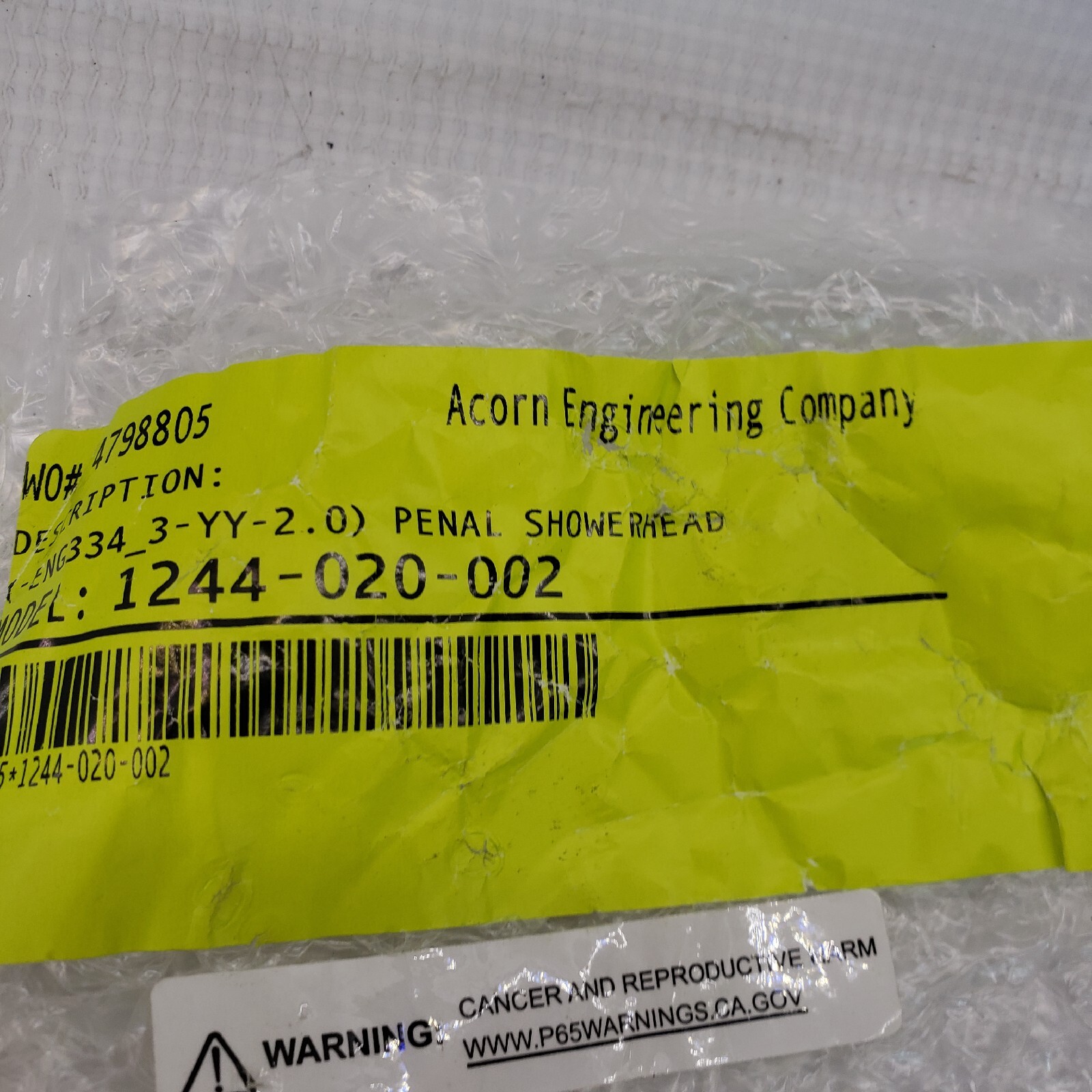 Acorn 1244-020-002 Showerhead Assembly, Penal shower head