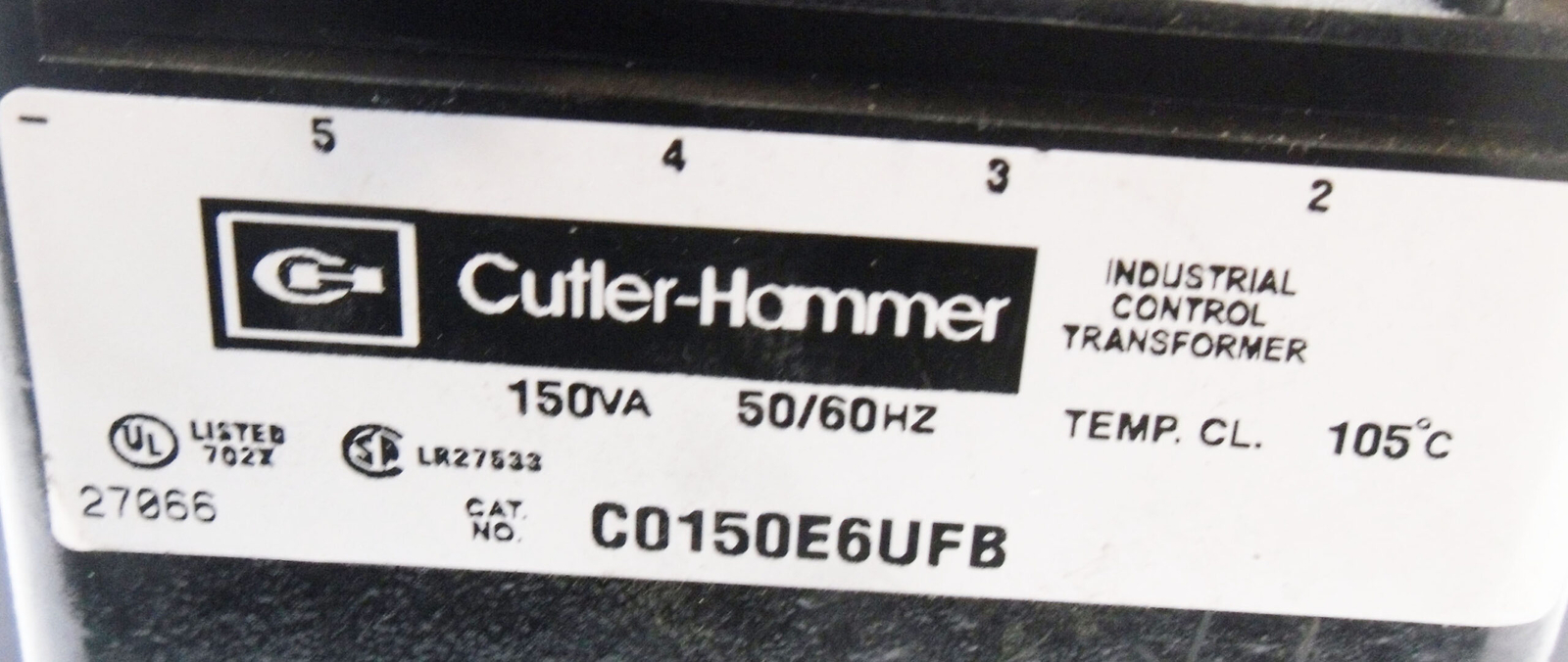 CUTLER HAMMER C0150E6UFB INDUSTRIAL CONTROL TRANSFORMER 150VA 50/60HZ