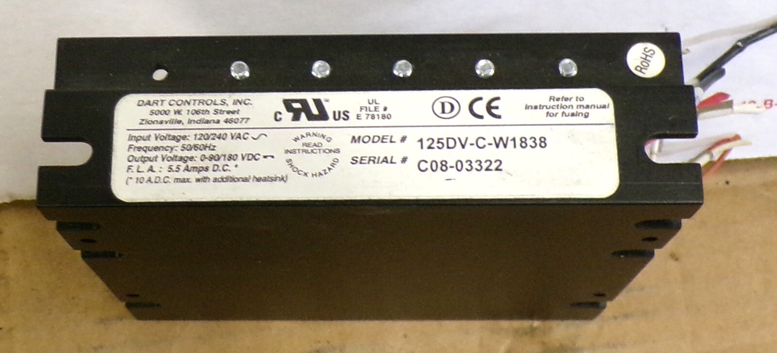 DART CONTROLS 125DV-C-W1838 PROCESS CONTROL MODULE 120/240VAC ROHS COMPLIANT