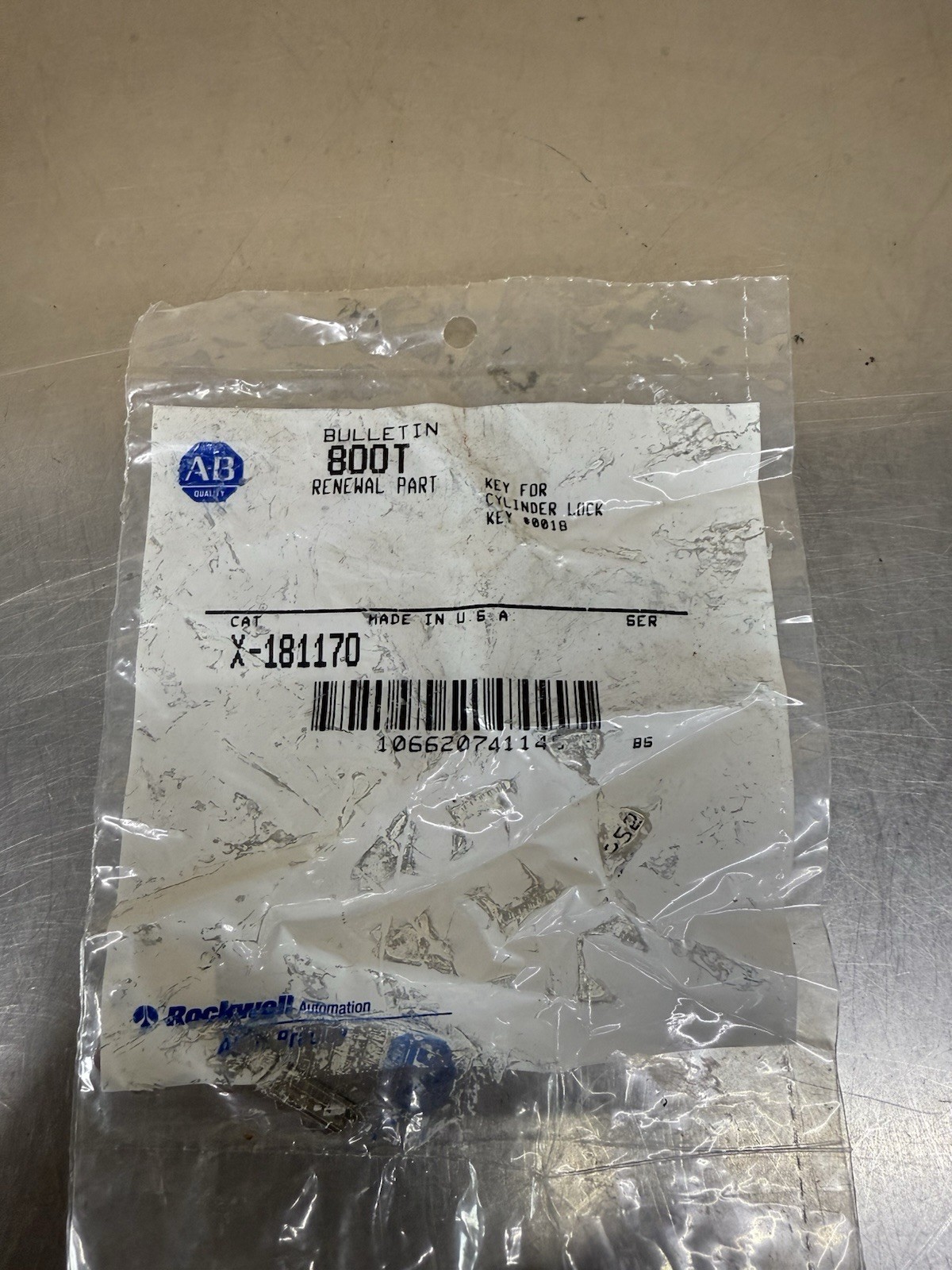 Allen Bradley X-181170 Key for Cylinder Lock 18 New Sealed Bag Made USA