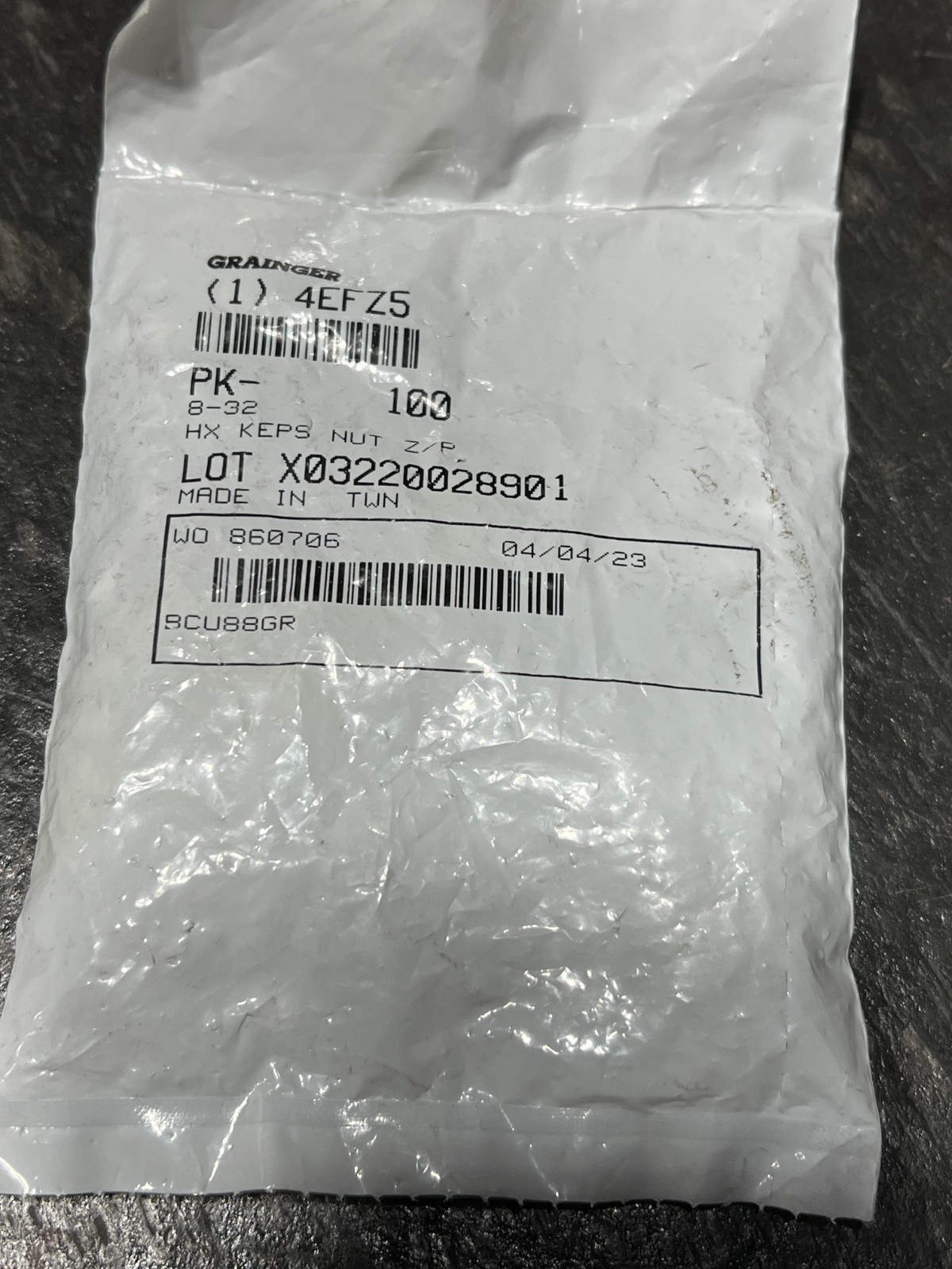 4efz5 8-32 nuts bag of 100pcs nos