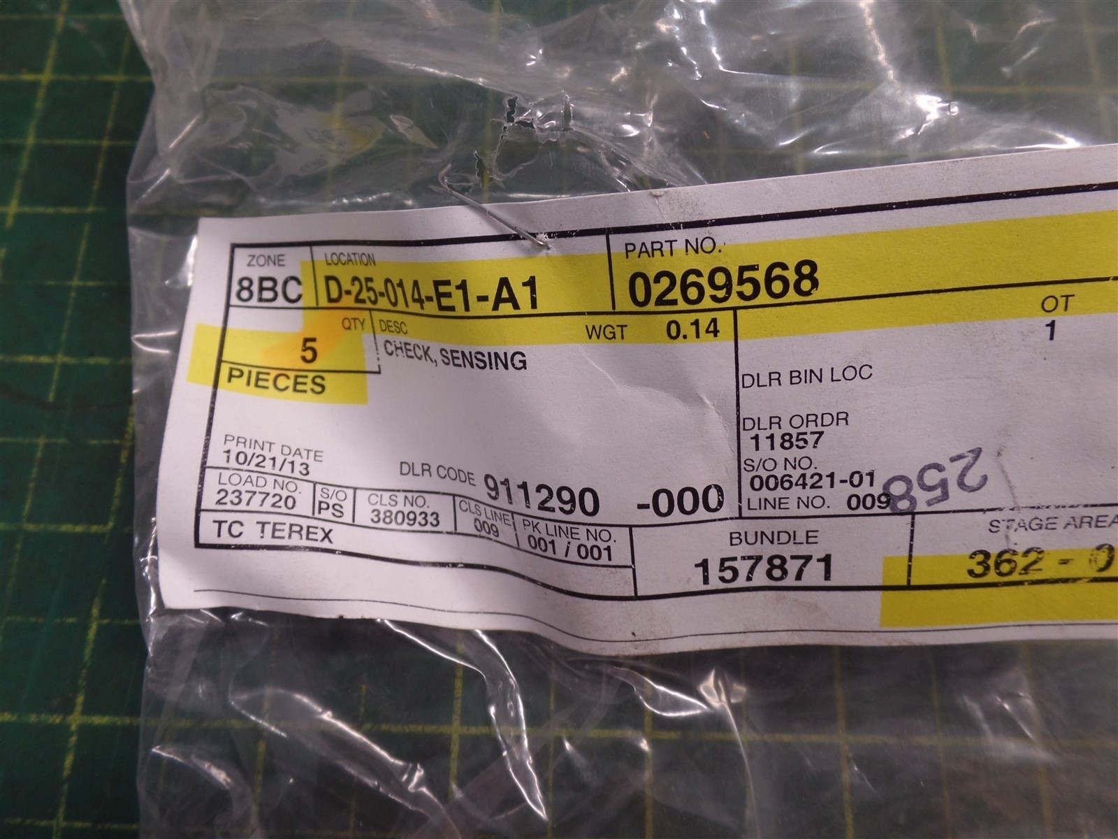 GENUINE TEREX 0269568 SENSING CHECK, TEREX AERIALS MK69568, NOS