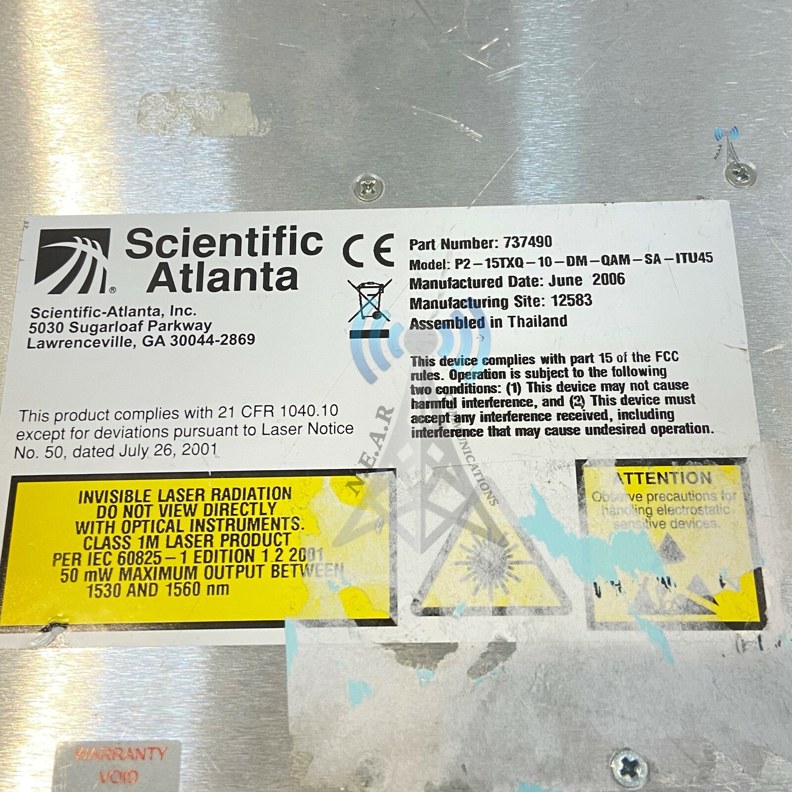 Scientific Atlanta, 737490, P2-15TXQ-10-DM-QAM-SA-ITU45, 1550nm *RH042220