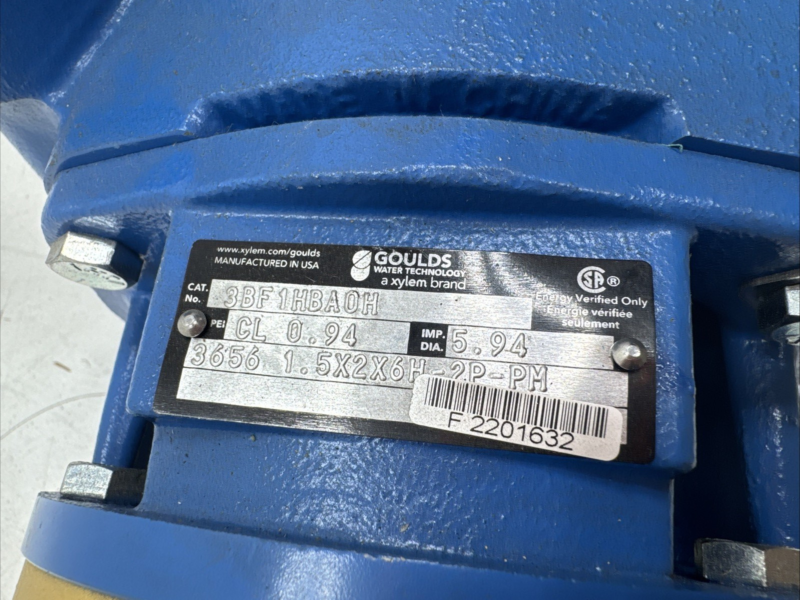 Baldor-Reliance EJMM3158T 3HP Motor w/ Goulds Pump 3BF1HBA0H
