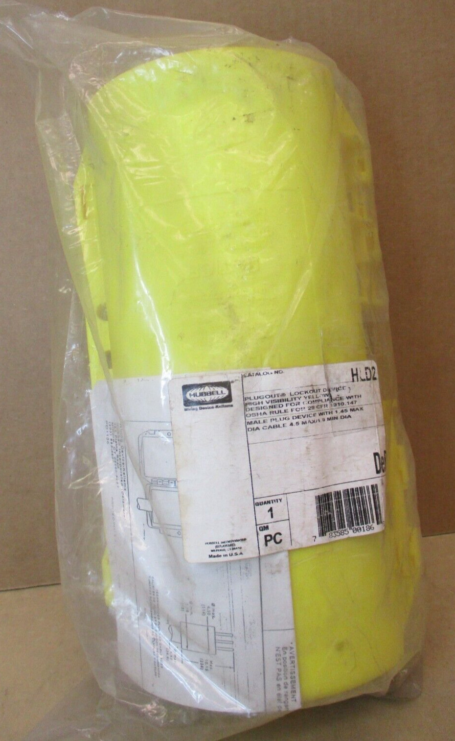 Hubbell HLD2 Plugout Lockout Device High Visibility Yellow 1387OMF