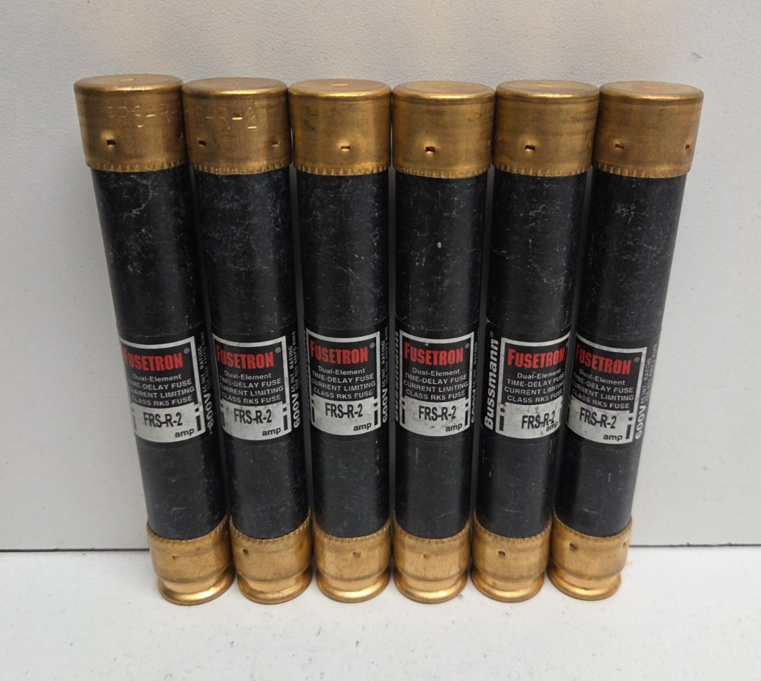 LOT OF 6 NEW NO BOX! BUSSMANN FUSETRON 2A 600V RK5 FUSES FRS-R-2