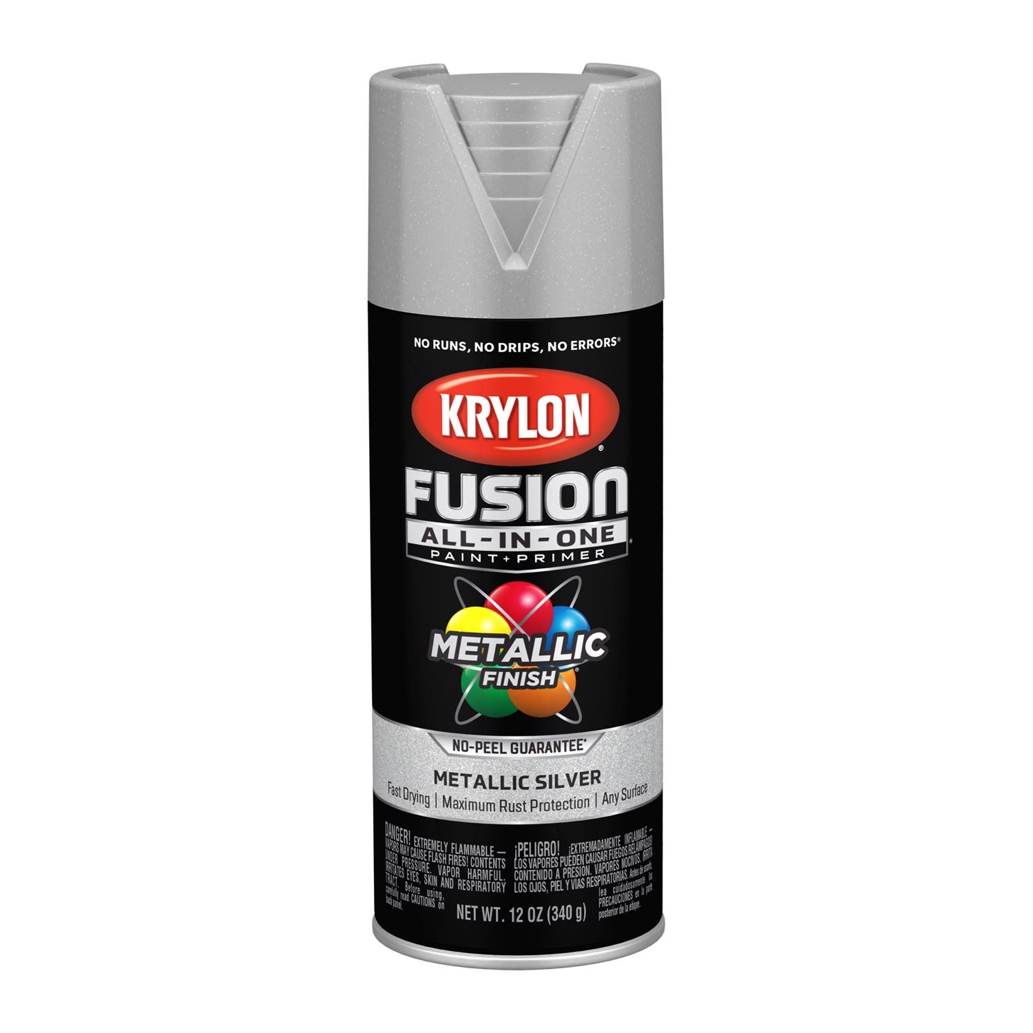 Krylon K02773007 12 Oz Silver Metallic Fusion All-In-One Spray Paint(Pack of 6)