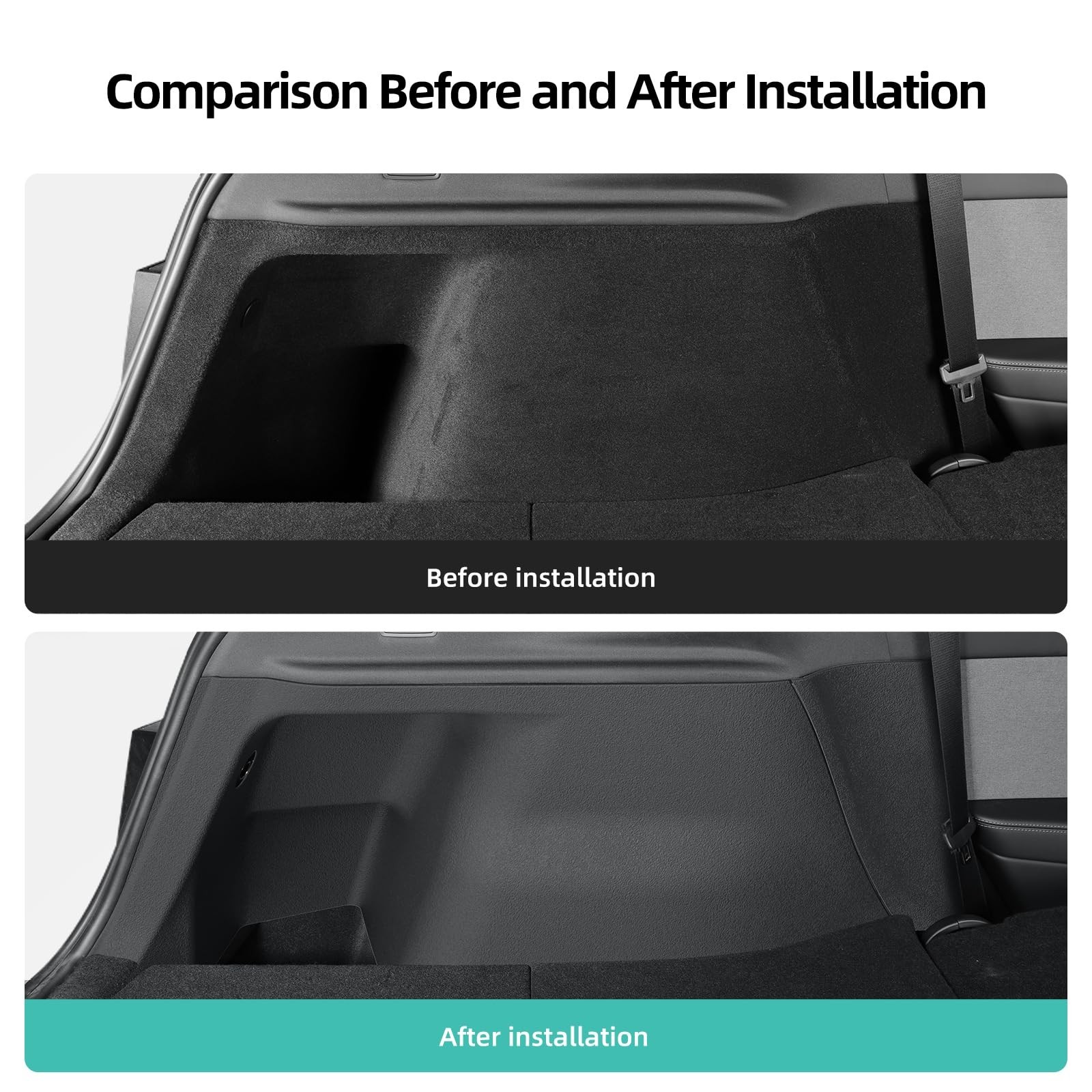 PUOENI 2025 2026 Model Y Juniper Rear Trunk Side Anti-Scratch Mats 4PCS TPE W…