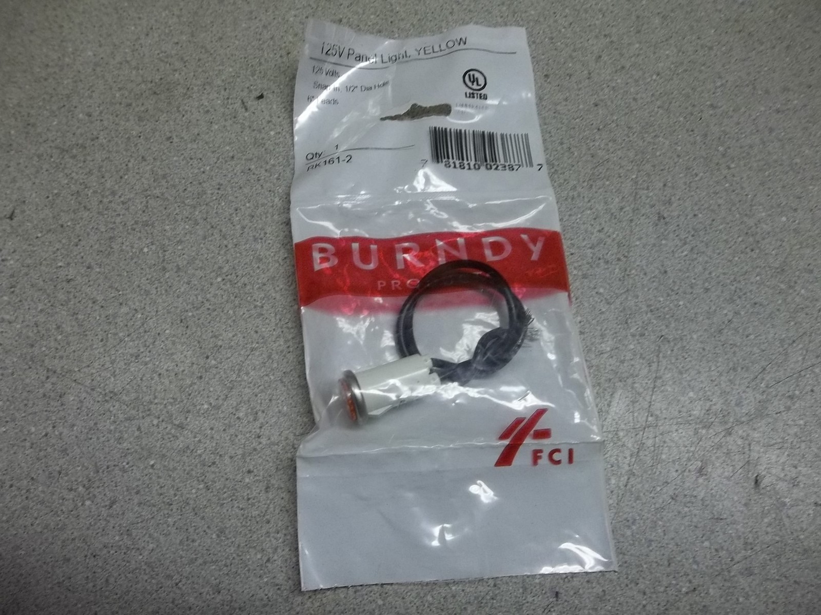NEW Burndy RK161-2 Snap In 125V Yellow Panel Light 1/2″, 6″ Lead *FREE SHIPPING*