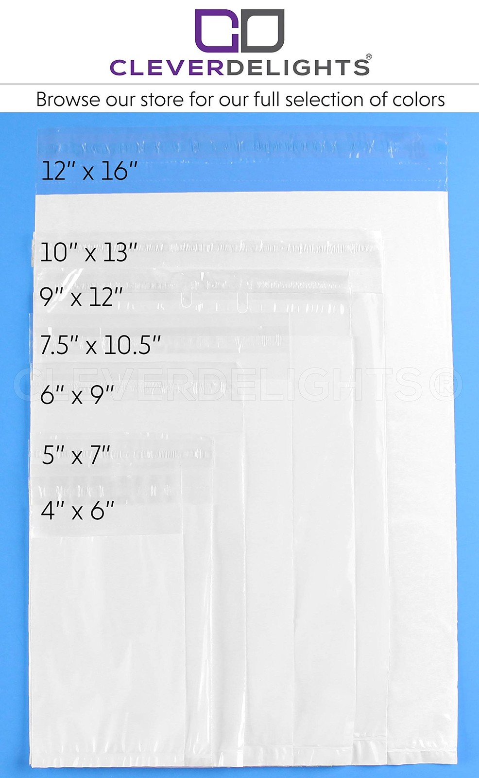 CleverDelights 6″ x 9″ Clear Front Poly Mailers – 2000 Pack – Strong Self-Sealin