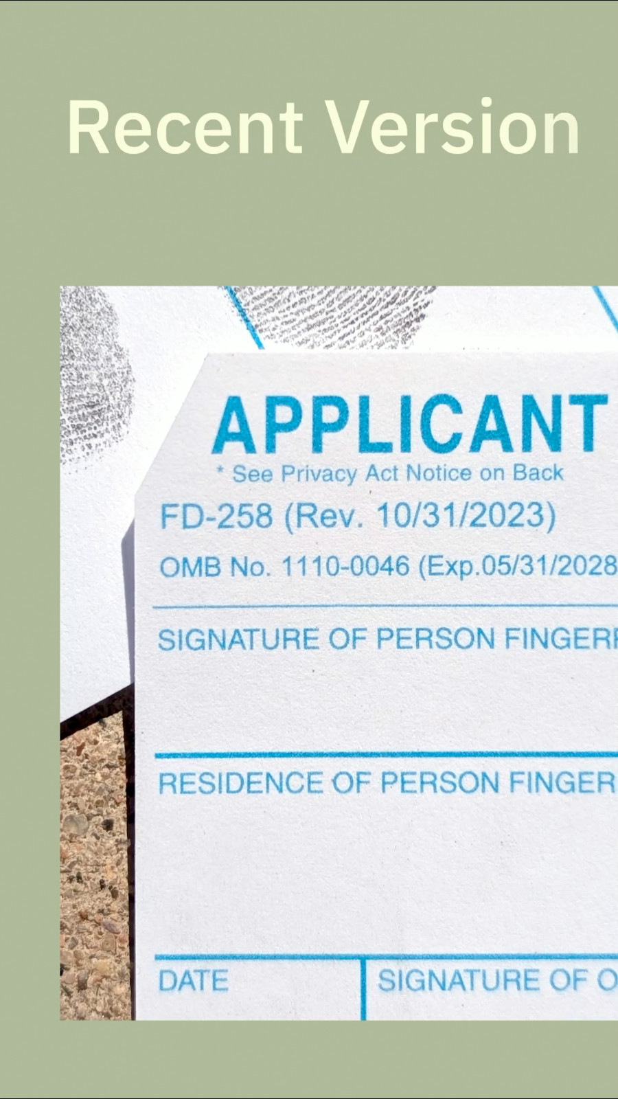 FD-258 Fingerprint Cards, Applicant – 50 Pack NEWEST REVISION 11-1-20