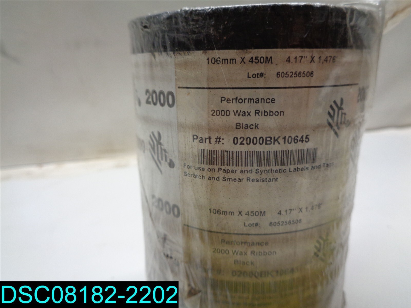QTY=5: Zebra Wax Ribbon Black 4.17″ x 1,476′ P/N 02000BK10645