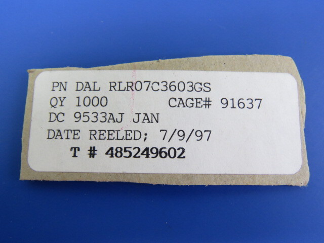 DALE/VISHAY RLR07C3603GS Qty of 50 per Lot RES MF 360K 1/4W 2%