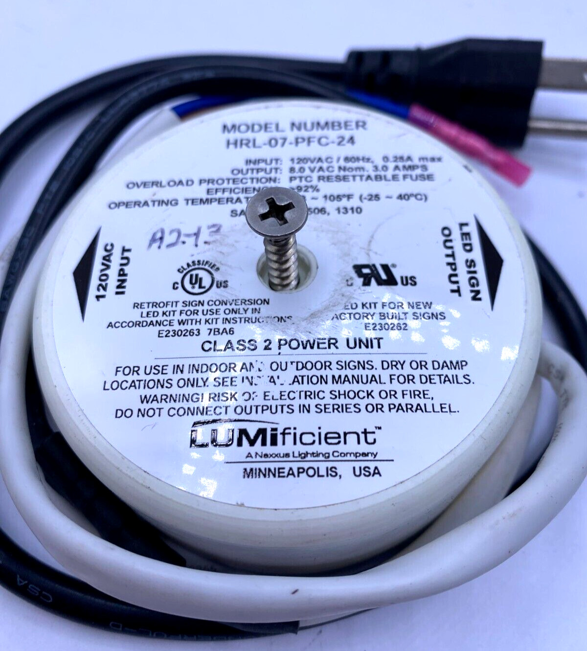 Lumificient Class 2 Power Unit HRL-07-PFC-2 Working