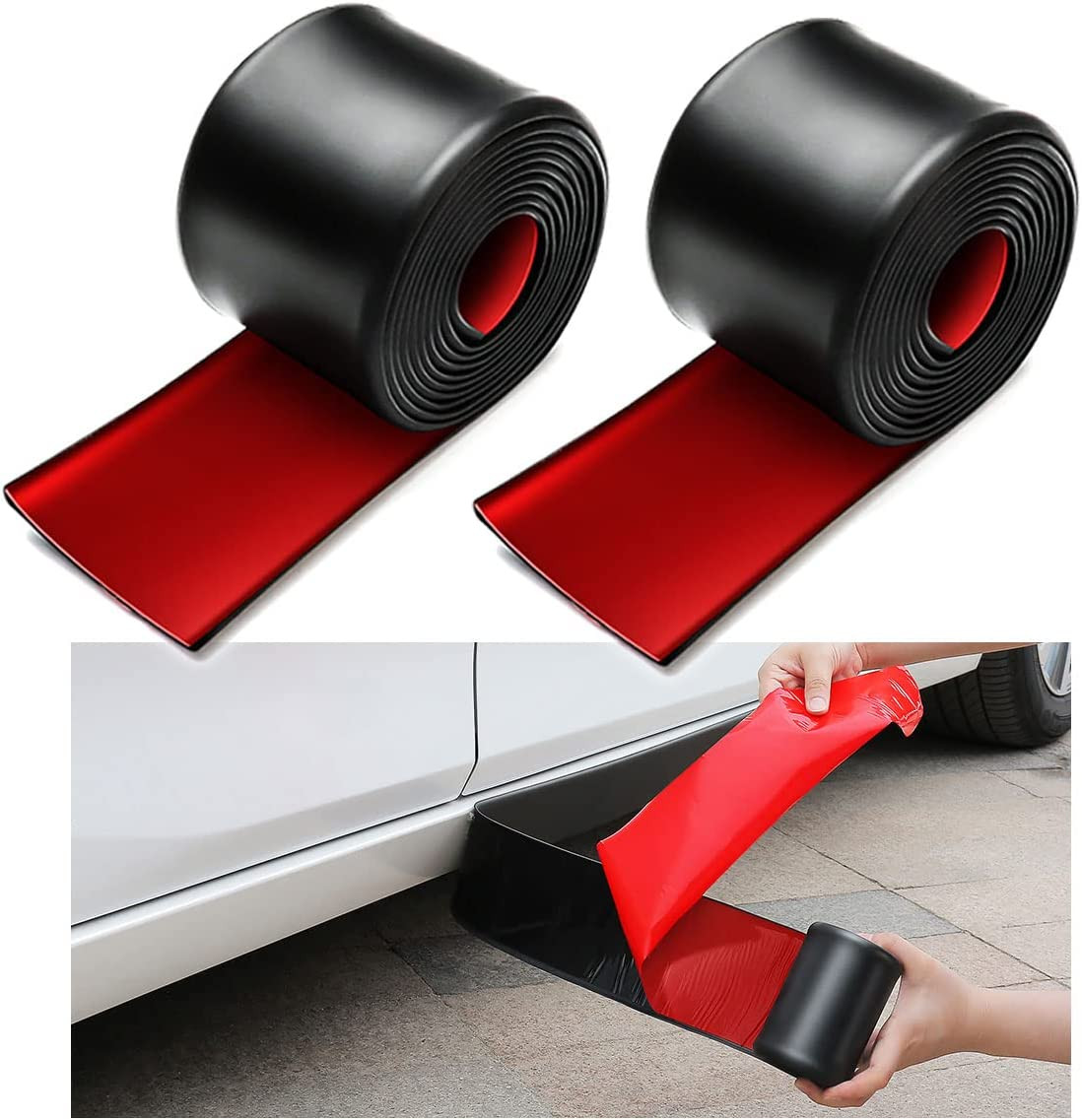 8.2Ft*3.15In Side Skirts for Cars Universal,Universal Rubber Anti-Scratch Side S