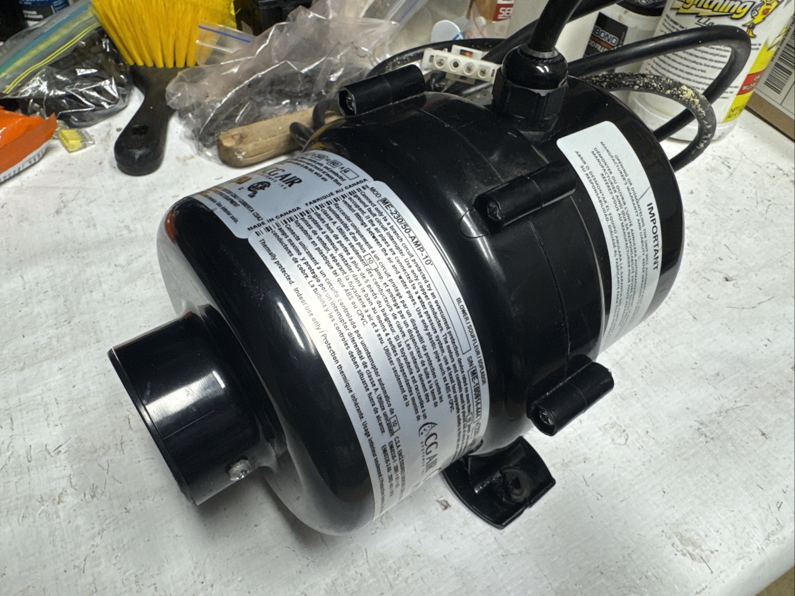 CG Air Systems ME-240/60-AMP Blower 230v 4.0A 3ft AMP Cord