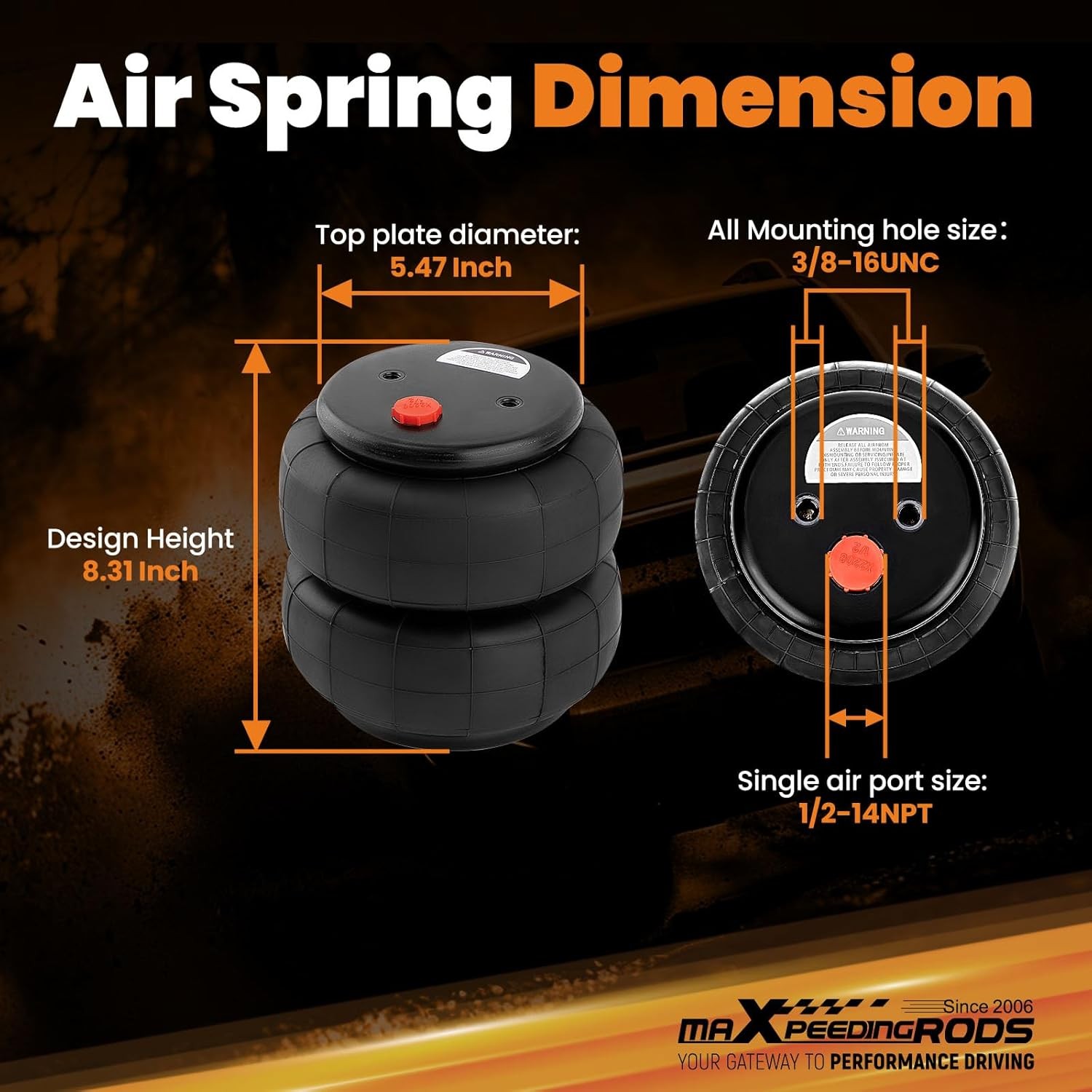 Universal 2600 lb Air Spring Bags 2 Pack maXpeedingrods