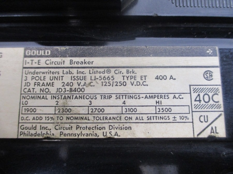 GOULD JD3-B400 240VAC 400A NSNP