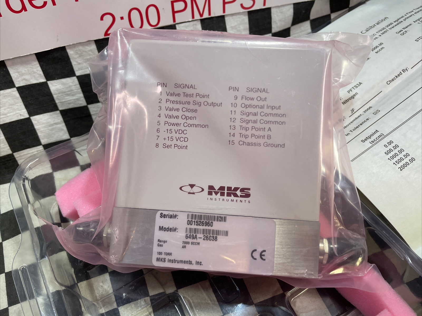 MKS Type 649 Pressure Controller 1/4″ VCR, 649A-26038, 2000 SCCM, GAS ARGON